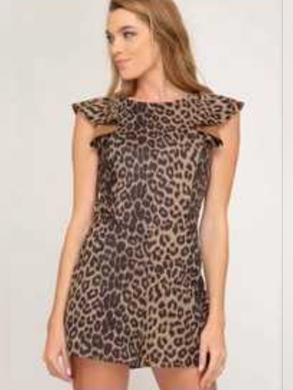 She + Sky Leopard Romper Size Small  Sexy One Piece Velvety Soft